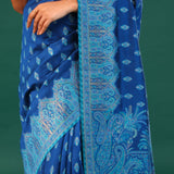 Kani Kashmiri Silk Saree - Cobalt Blue
