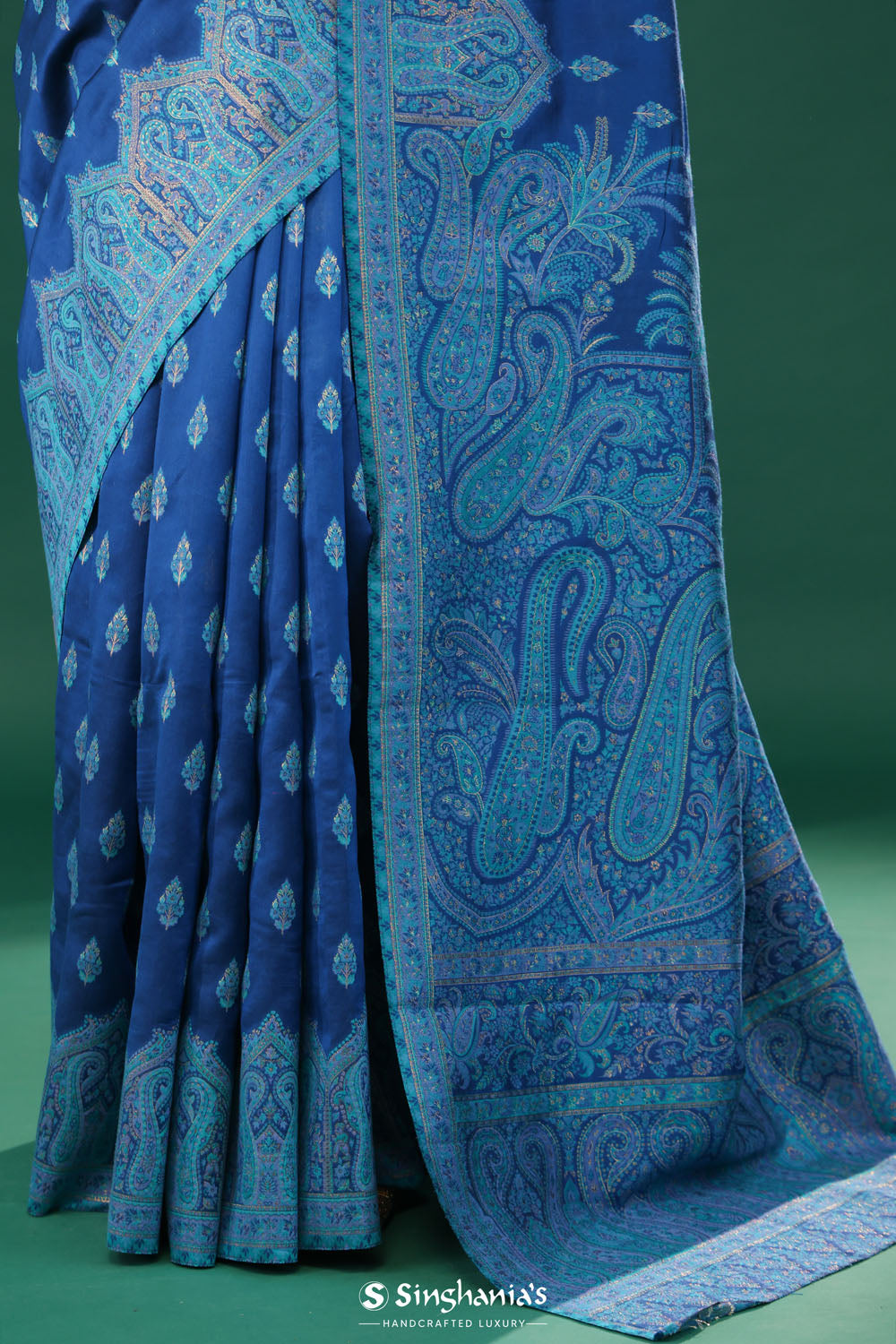 Kani Kashmiri Silk Saree - Cobalt Blue