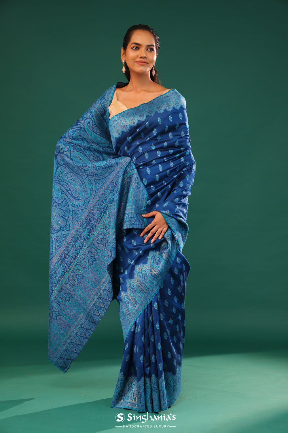 Kani Kashmiri Silk Saree - Cobalt Blue