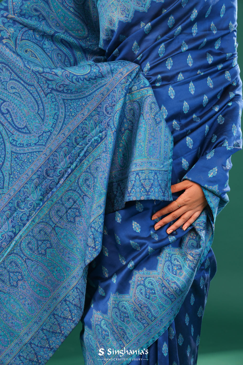 Kani Kashmiri Silk Saree - Cobalt Blue