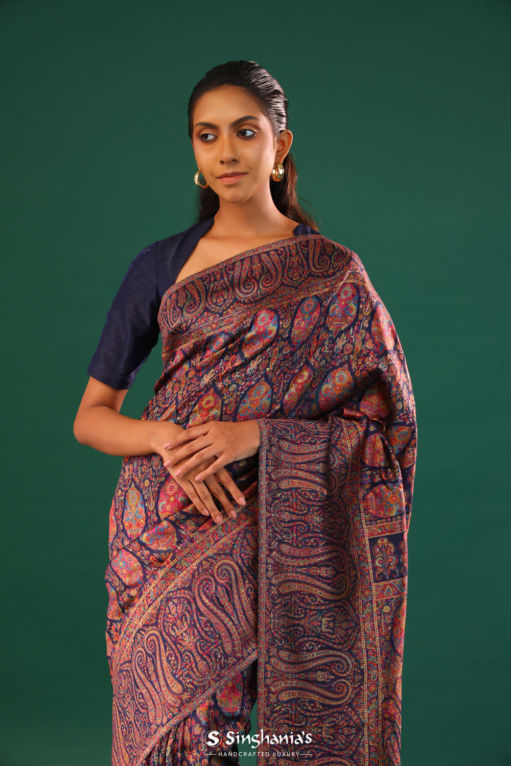 Kani Kashmiri Silk Saree - Deep Blue