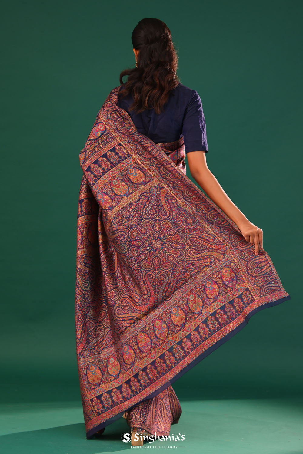 Kani Kashmiri Silk Saree - Deep Blue