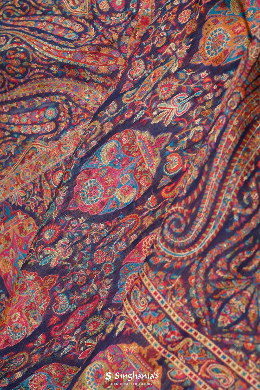 Kani Kashmiri Silk Saree - Deep Blue