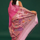 Blush Pink Bailu Organza Saree With Zari Border