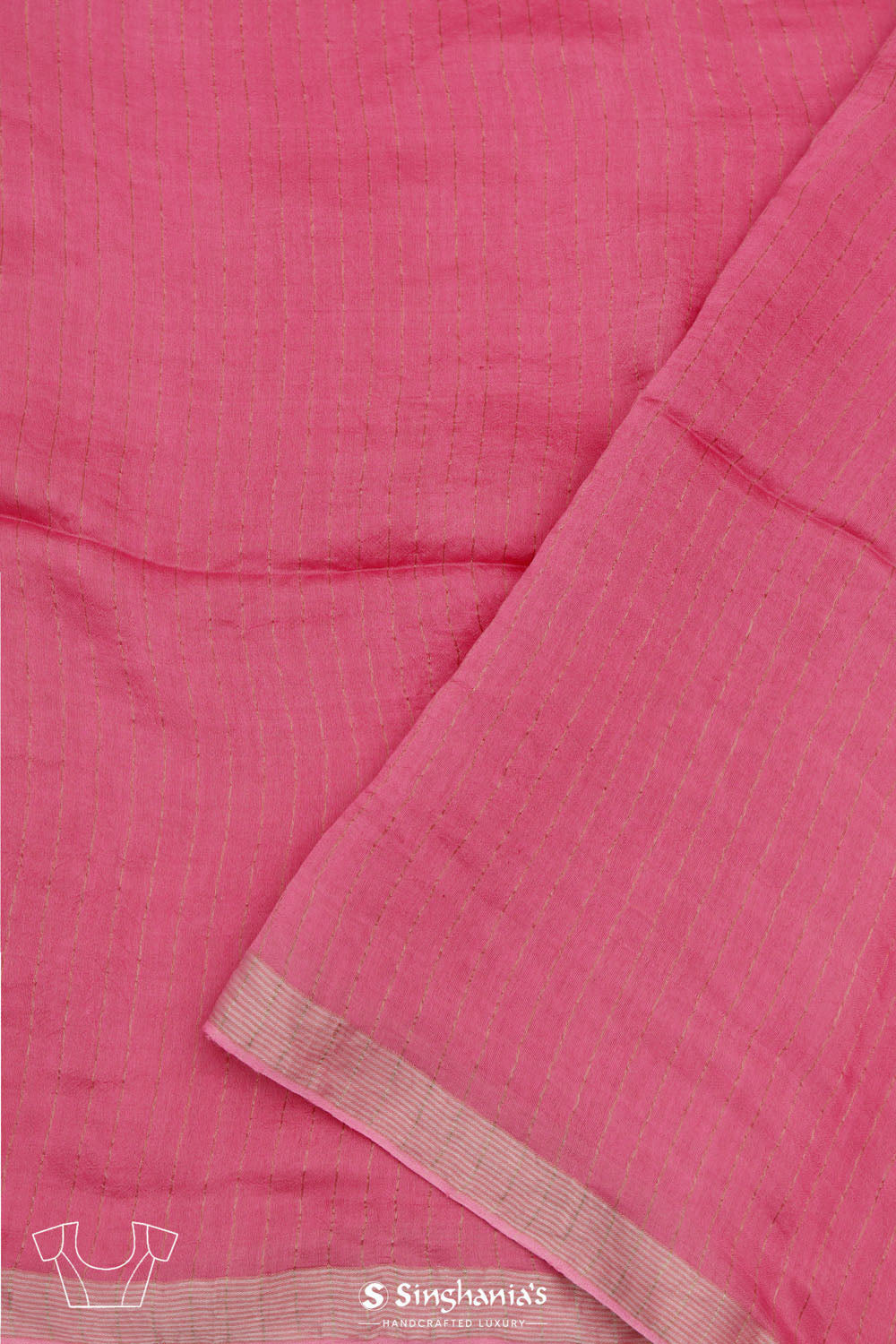 Blush Pink Bailu Organza Saree With Zari Border