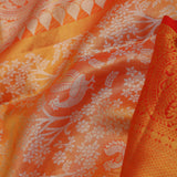 Orange Kanjivaram Saree With Gold Zari Border