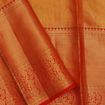 Orange Kanjivaram Saree With Gold Zari Border