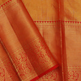Orange Kanjivaram Saree With Gold Zari Border