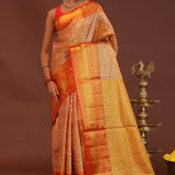Orange Kanjivaram Saree With Abstract Design