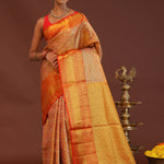 Orange Kanjivaram Saree With Abstract Design