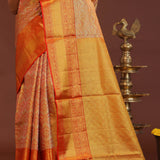 Orange Kanjivaram Saree With Abstract Design