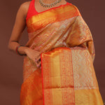 Orange Kanjivaram Saree With Abstract Design