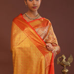 Orange Kanjivaram Saree With Abstract Design