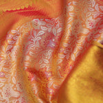 Orange Kanjivaram Saree With Contrast Yellow Border