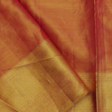 Orange Kanjivaram Saree With Contrast Yellow Border