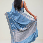 Picton Blue Bird Banarasi Satin Saree
