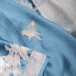 Picton Blue Bird Banarasi Satin Saree