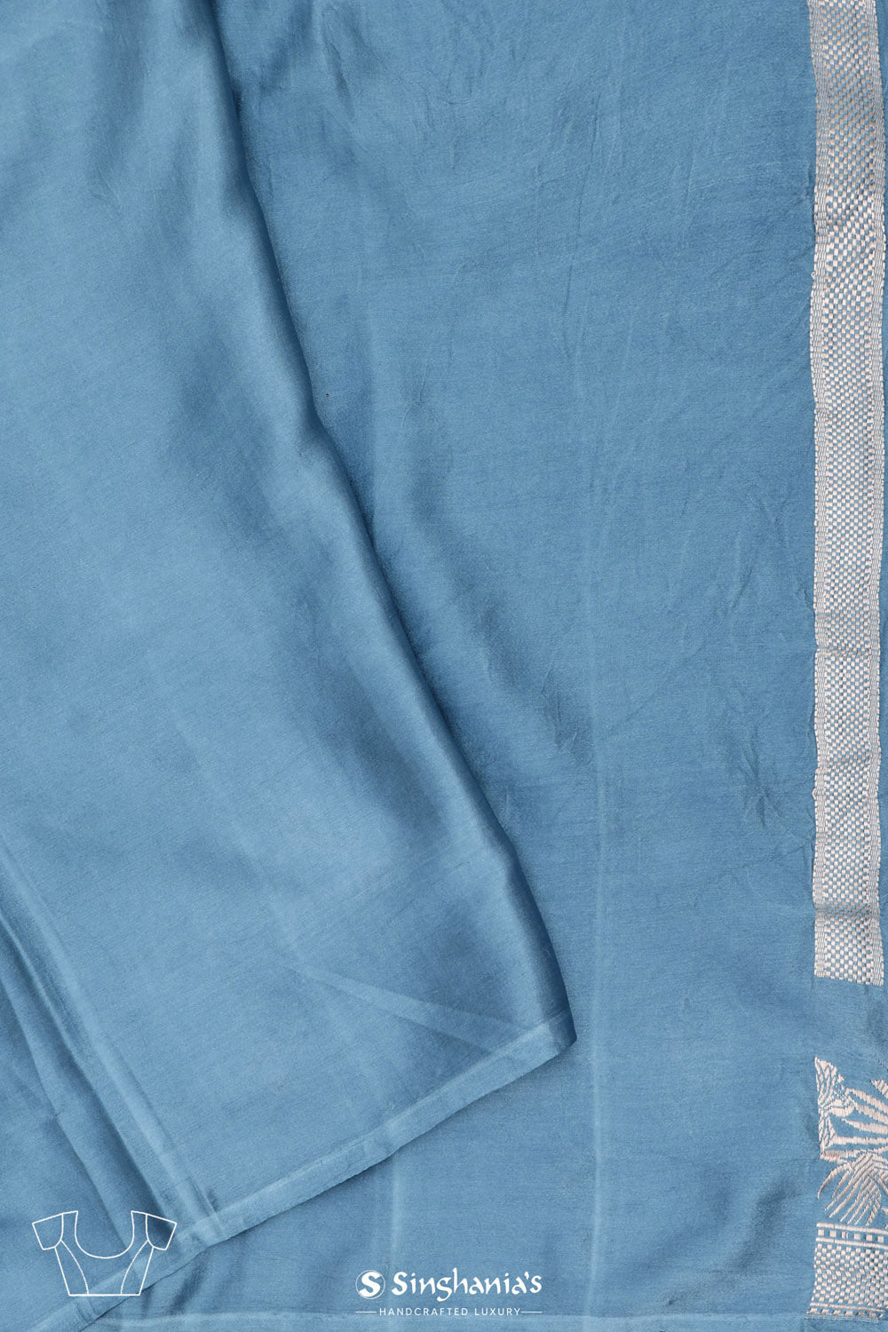 Picton Blue Bird Banarasi Satin Saree