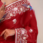 Angels Red Silk Handcrafted Saree