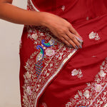 Angels Red Silk Handcrafted Saree