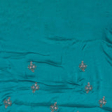 Teal Blue Satin Silk Saree With Cutdana Work