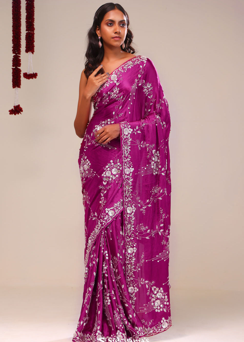 Fandango Purple Silk Handcrafted Saree