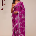 Fandango Purple Silk Handcrafted Saree