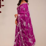 Fandango Purple Silk Handcrafted Saree