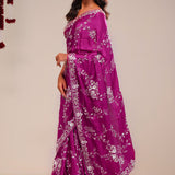 Fandango Purple Silk Handcrafted Saree