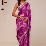 Fandango Purple Silk Handcrafted Saree