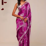 Fandango Purple Silk Handcrafted Saree