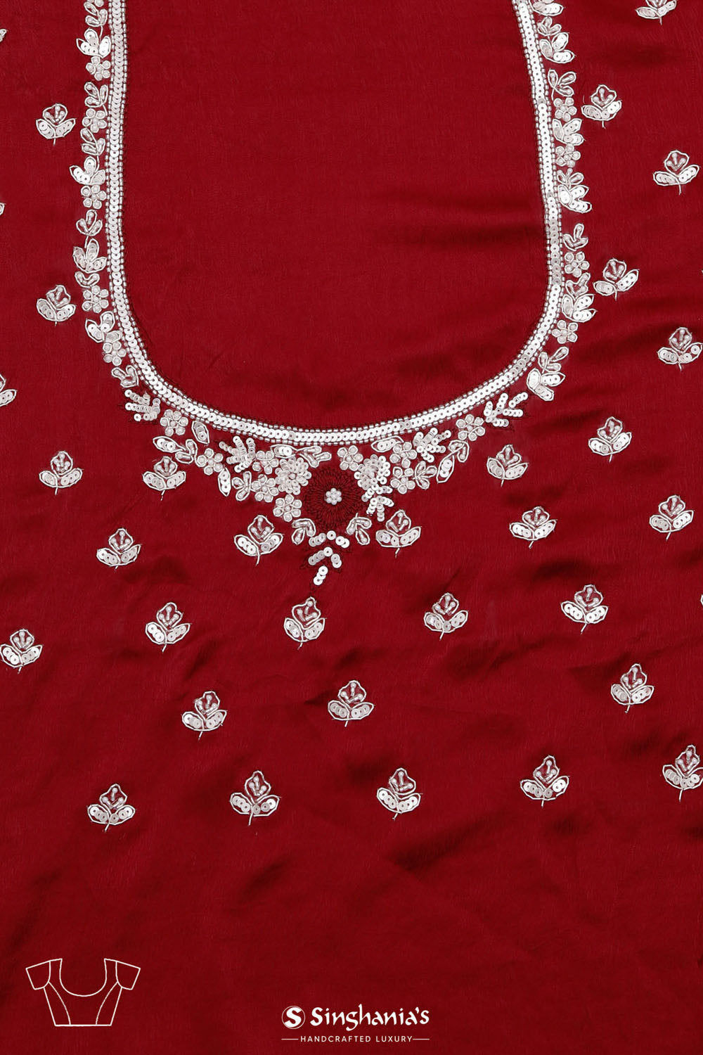 Red Maroon Silk Crafted Saree