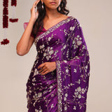 Palatinate Purple Silk Handcrafted Saree
