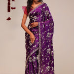 Palatinate Purple Silk Handcrafted Saree