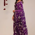 Palatinate Purple Silk Handcrafted Saree