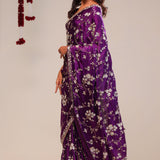 Palatinate Purple Silk Handcrafted Saree