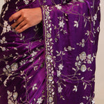 Palatinate Purple Silk Handcrafted Saree