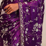 Palatinate Purple Silk Handcrafted Saree