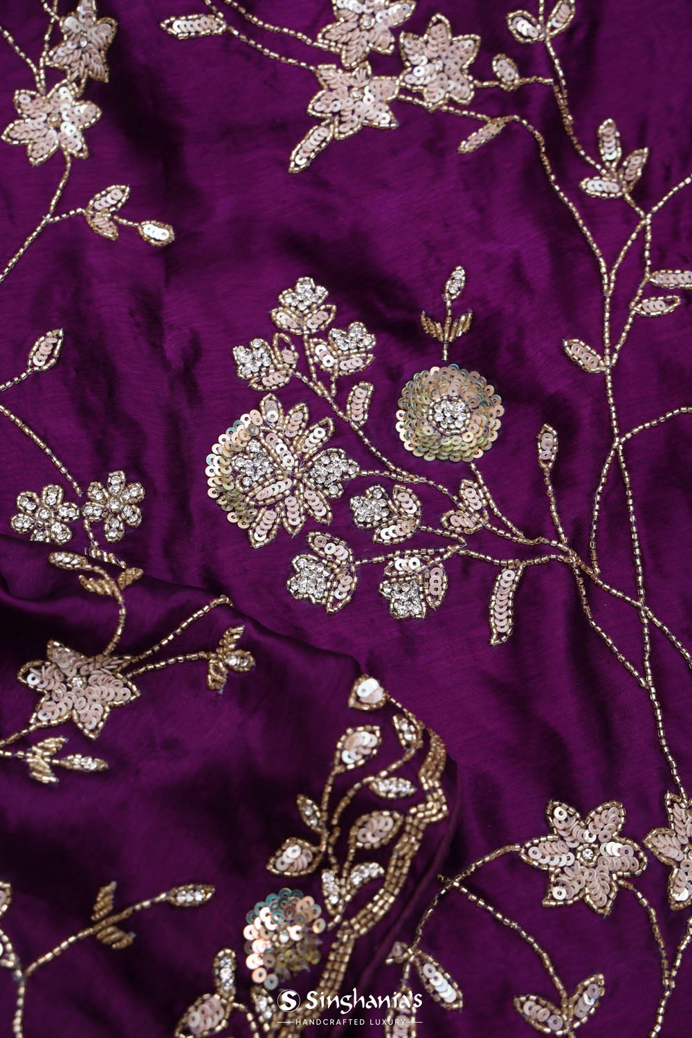 Palatinate Purple Silk Handcrafted Saree