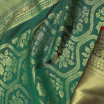 Bottle Green Kanjivaram Saree With Gold Zari Border