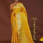 Golden Yellow Kanjivaram Saree With Gold Zari Border
