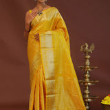 Golden Yellow Kanjivaram Saree With Gold Zari Border