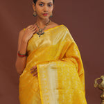 Golden Yellow Kanjivaram Saree With Gold Zari Border