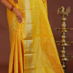 Golden Yellow Kanjivaram Saree With Gold Zari Border