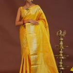 Golden Yellow Kanjivaram Saree With Gold Zari Border