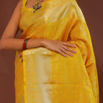 Golden Yellow Kanjivaram Saree With Gold Zari Border