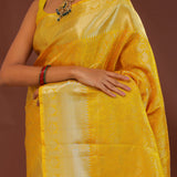 Golden Yellow Kanjivaram Saree With Gold Zari Border