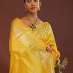 Golden Yellow Kanjivaram Saree With Gold Zari Border