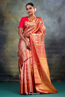 Red Gold Ogival Kanjivaram Silk Saree