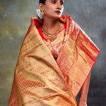 Red Gold Ogival Kanjivaram Silk Saree